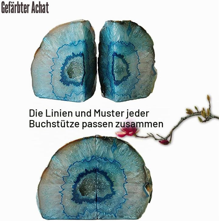 AMOYSTONE Buchstütze, Achat, poliert, robust, mit Gummipuffer 2-3LBS Dyed Teal Dyed Teal 2-3LBS, Dye