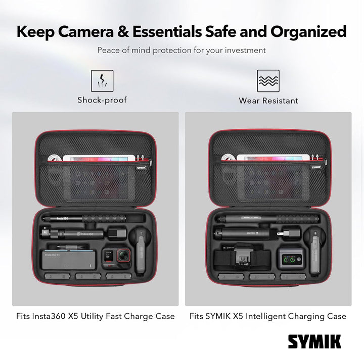 SYMIK Tasche für Insta360 X5 X4 Air, Wasserdicht, Stossfest, Kompakt, Reisetasche mit Schultergurt,