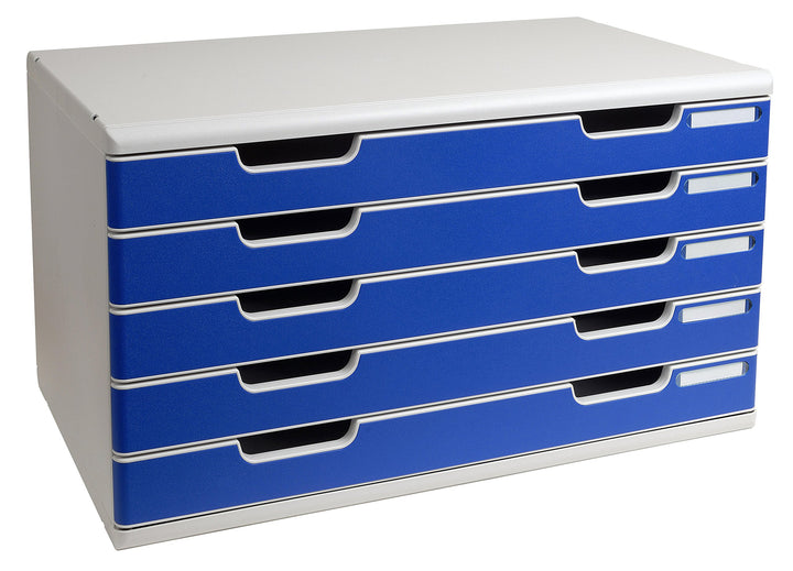 Exacompta 322003D Ablagesystem Modulo A3, 5 laden Classic, lichtgrau/blau 5 Laden Lichtgrau / Blau 3