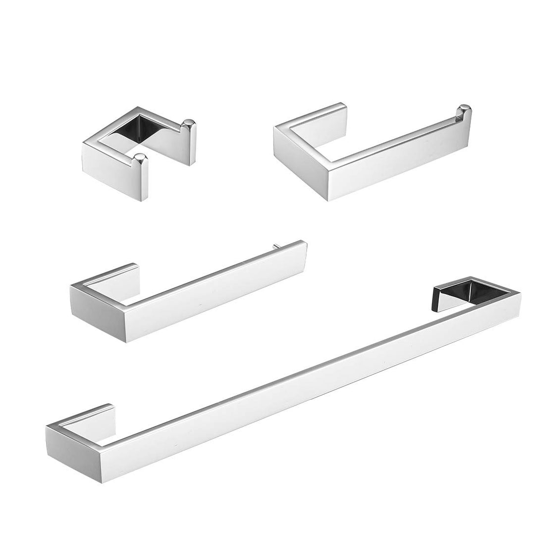 Fapully, Badezimmerzubehör-Set, Edelstahl, Wandmontage, Chrom-Finish, 4-teilig Modern 100511-chrome,