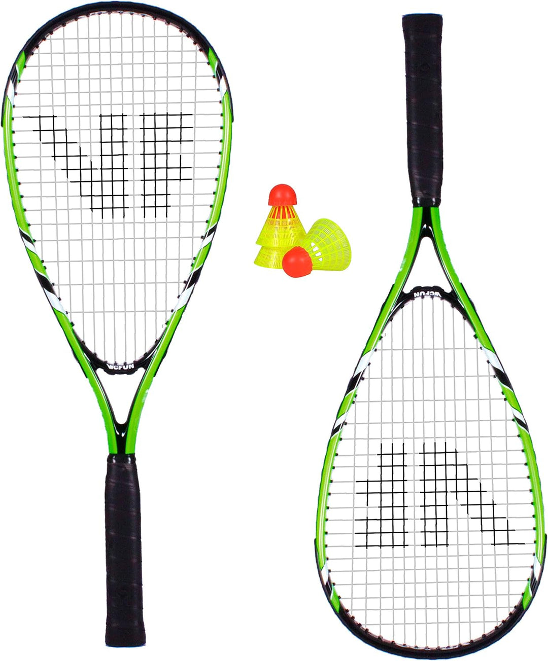 VICFUN Speed Badminton 100 Set - versch. Farben Schwarz/Grün Single, Schwarz/Grün Single