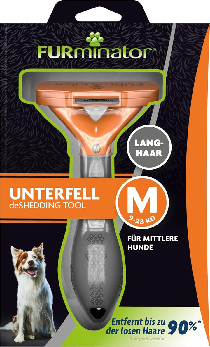 FURminator deShedding-Tool Hund Grösse M Langhaar - Hundebürste für mittelgrosse Hunde zur Entfernun