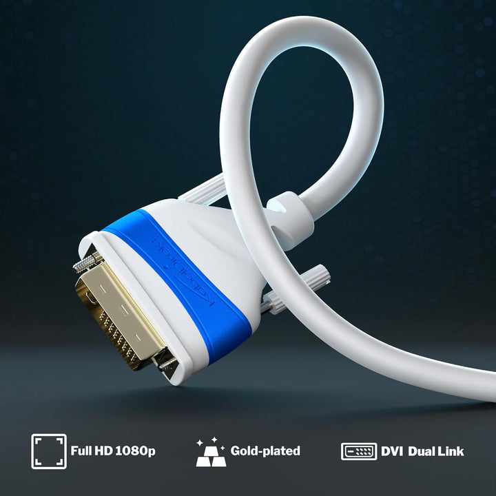 KabelDirekt – Dual Link DVI Kabel – mit Ferritkern für störungsfreie Signalübertragung – 7,5m (digit