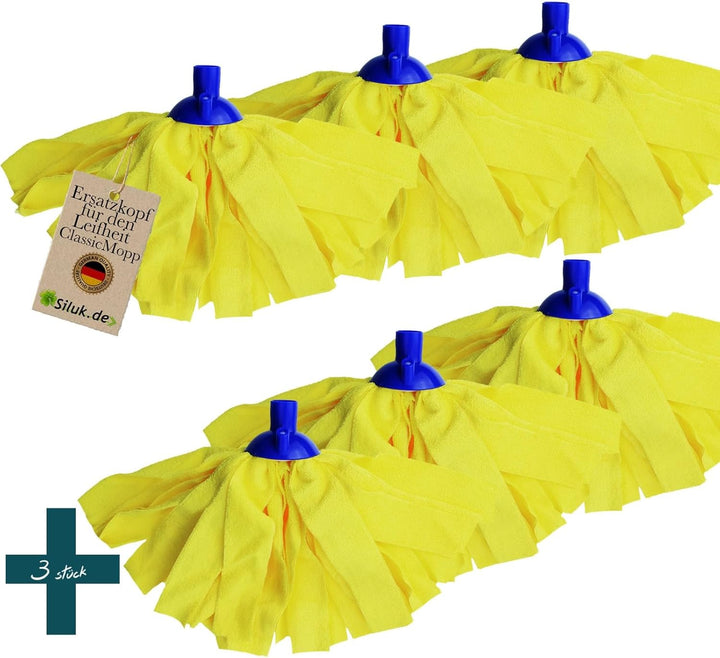 6 x Ersatzkopf für Leifheit Classic Mopp für Alle Flecken Entfernen Boden (Microfaser), Microfaser