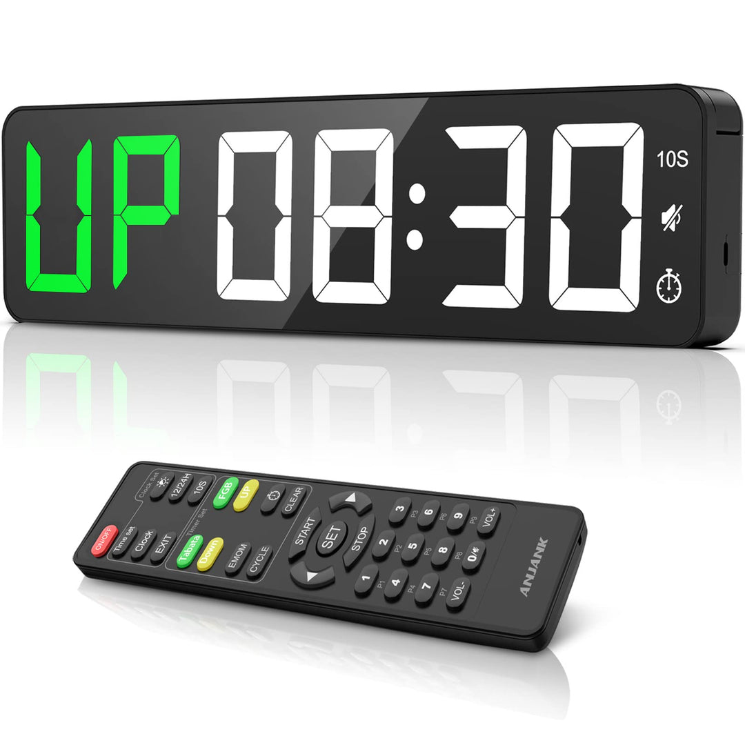 Gym Timer 15" Grosse LED-Anzeige Wanduhr|Intervall-Workout|Countdown &amp; Up|Stoppuhr|12 Einstellbare L