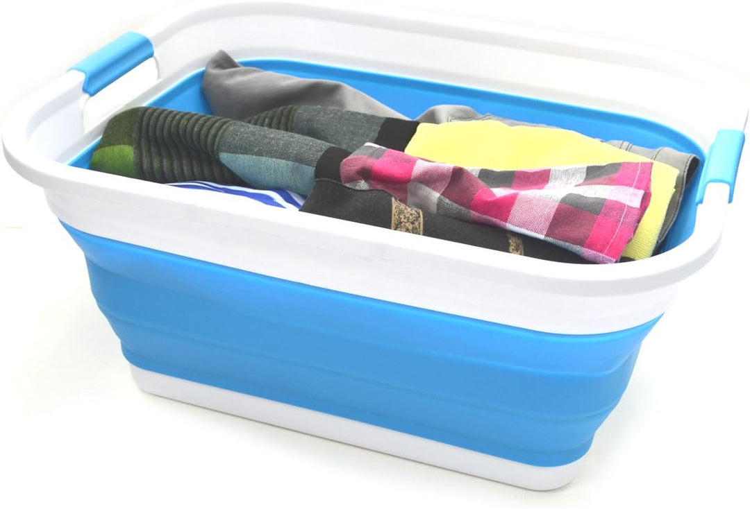 SAMMART 41L Set of 2 Collapsible Laundry Basket (Himmelblau, 2) Himmelblau 2, Himmelblau 2
