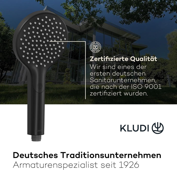 KLUDI-X3 Universal Duschkopf wassersparend als Option, Duschbrause mit 1 Strahlart, reinigungsfreund