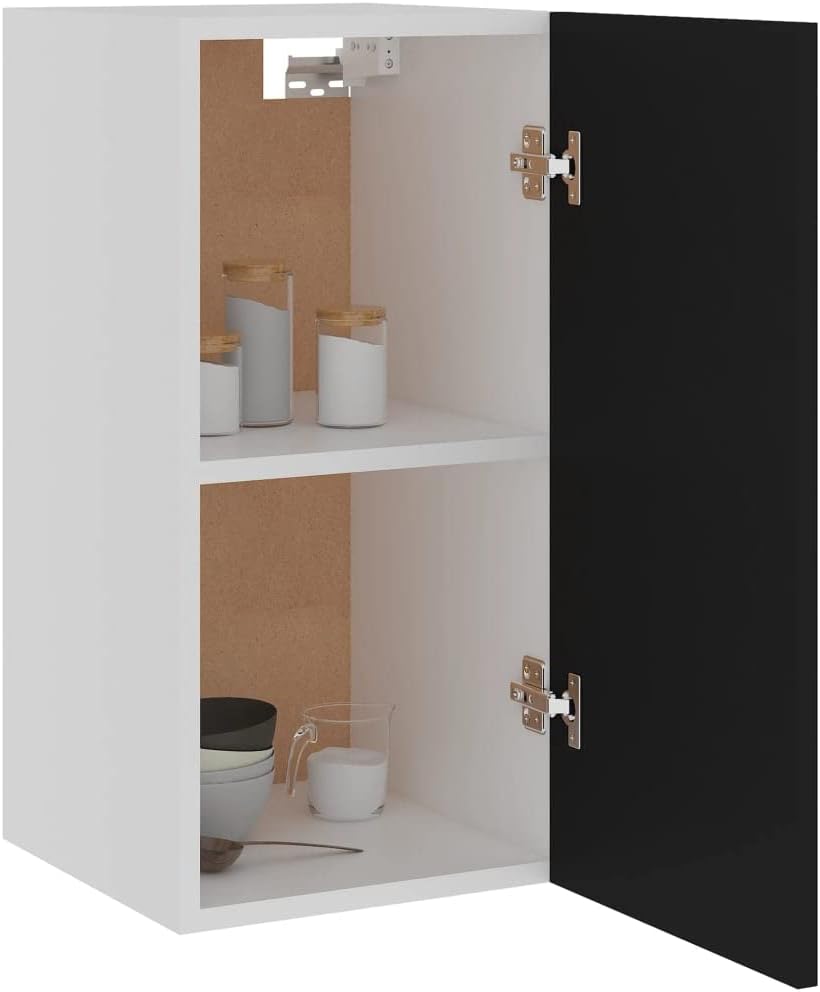 homiuse Hängeschrank Schwarz 29,5x31x60 cm Holz KüChenschrank HäNgeschrank KüChe KüChenunterschrank
