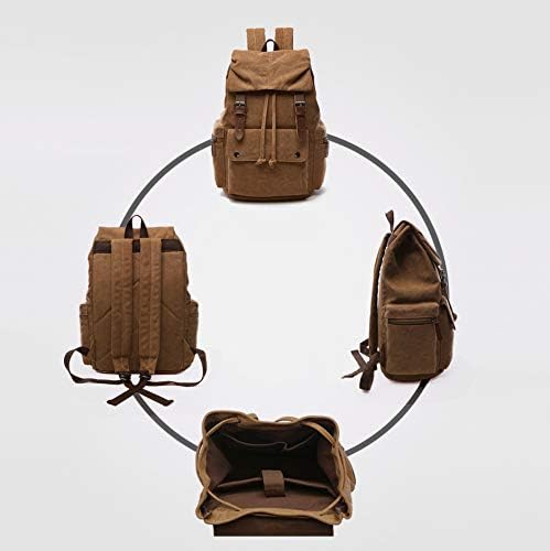 Rufun Leinwand Rucksack Jahrgang für Laptop Tagesrucksack Wandern Reisen Grosse Kapazität Tasche Uni