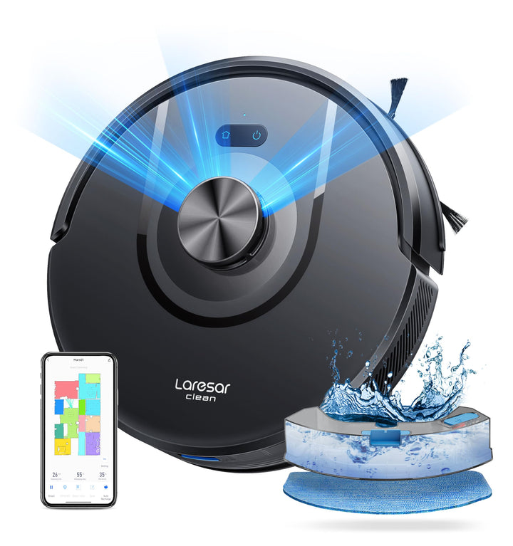 Laresar Clean Saugroboter mit Wischfunktion 3 in 1, 5000Pa Staubsauger Roboter mit Laser Navigation,