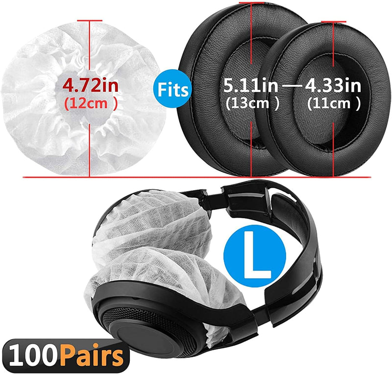 Geekria 100 Paar grosse Vlies-Einweg-Kopfhörerhüllen/Kopfhörerhüllen/Ohrpolster-Schutz/Dehnbare Sani