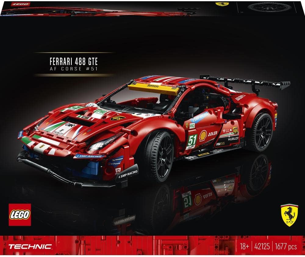LEGO 42125 Technic Ferrari 488 GTE “AF Corse #51” Supersportwagen, Exklusives Sammlermodell, Sammler