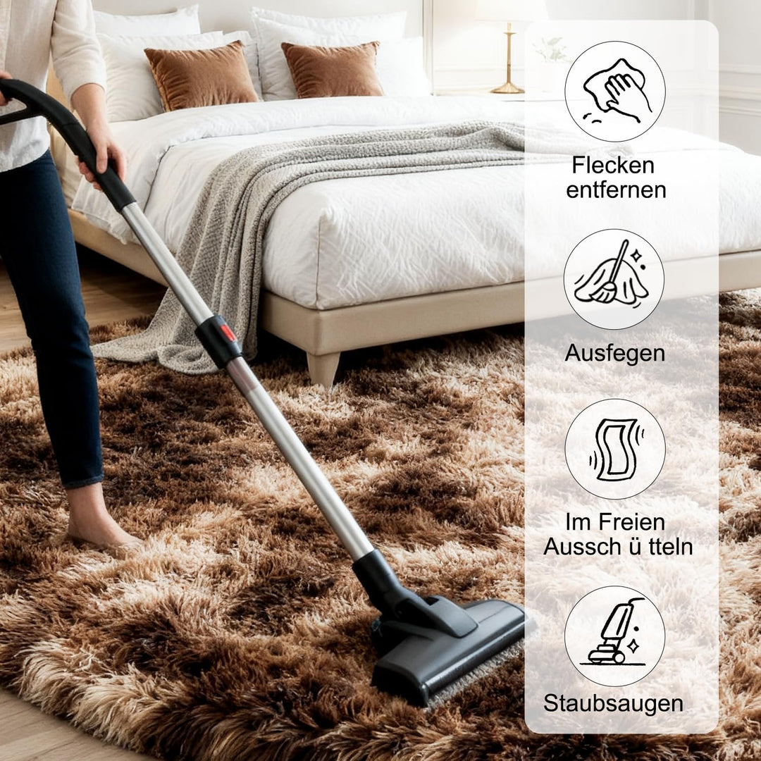 VOFUSHON Teppich Rund Hochflor Teppich Wohnzimmer Teppich Langflor Teppiche für Wohnzimmer flauschig