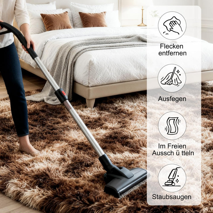 VOFUSHON Teppich Rund Hochflor Teppich Wohnzimmer Teppich Langflor Teppiche für Wohnzimmer flauschig