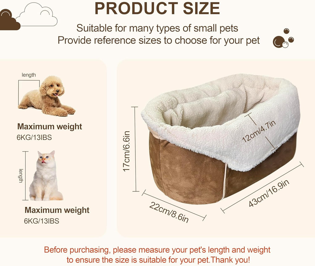 Warm Hunde Autositz Mittelkonsole für Kleine Hunde Hundekorb Hundebett Auto unter 6 kg, Gemütlich Hu