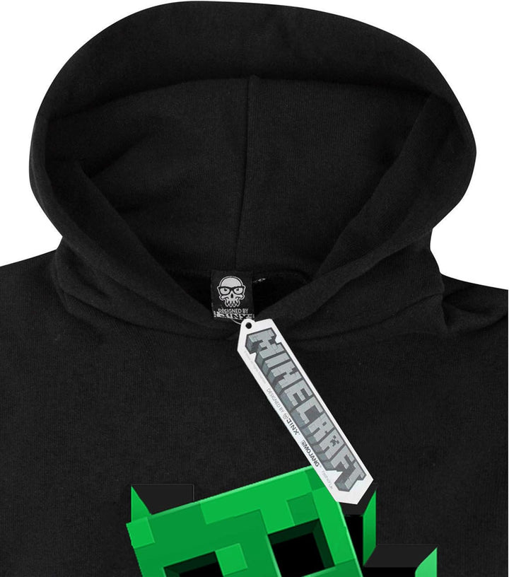 Minecraft Jungen Creeper Hoody Kapazenpullover 9-10 Jahre Schwarz, 9-10 Jahre Schwarz