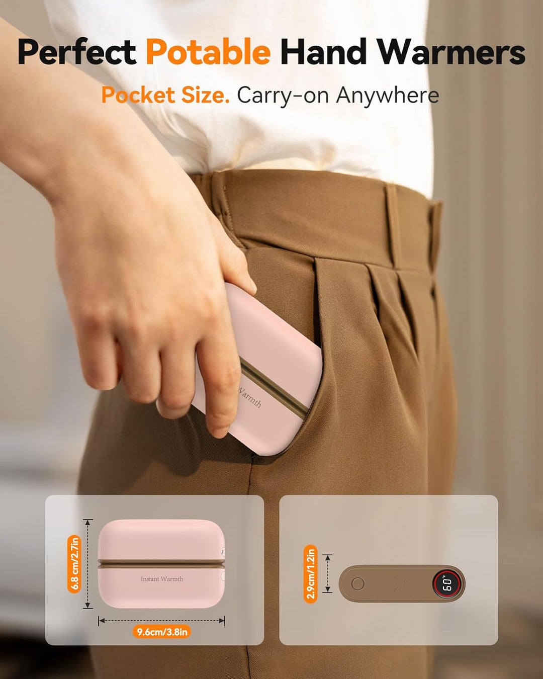 Handwärmer Elektrisch 2-in-1 Magnetisch,8000 mAh Langlebiger Akku, 3 Stufen Bis zu 60 °C, Wärme Sofo