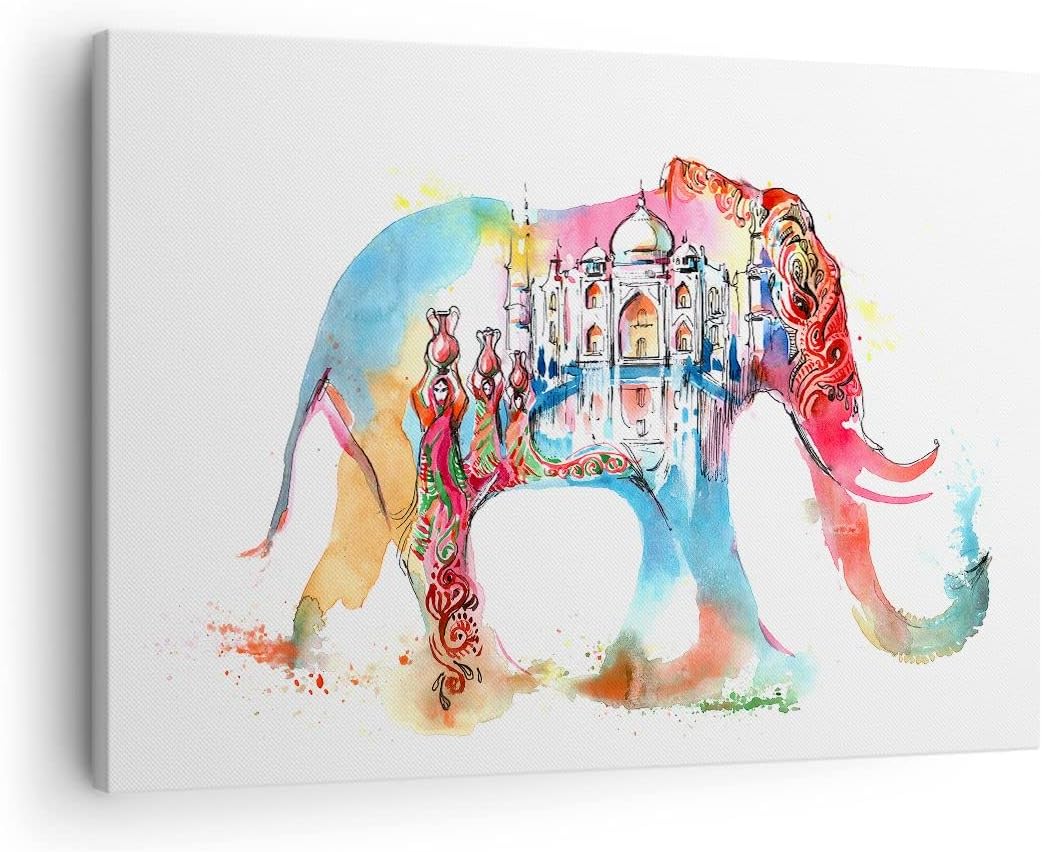 Bilder auf Leinwand Elefant Indien ethnisch Kultur Leinwandbild 70x50cm Wandbilder Dekoration Wohnzi