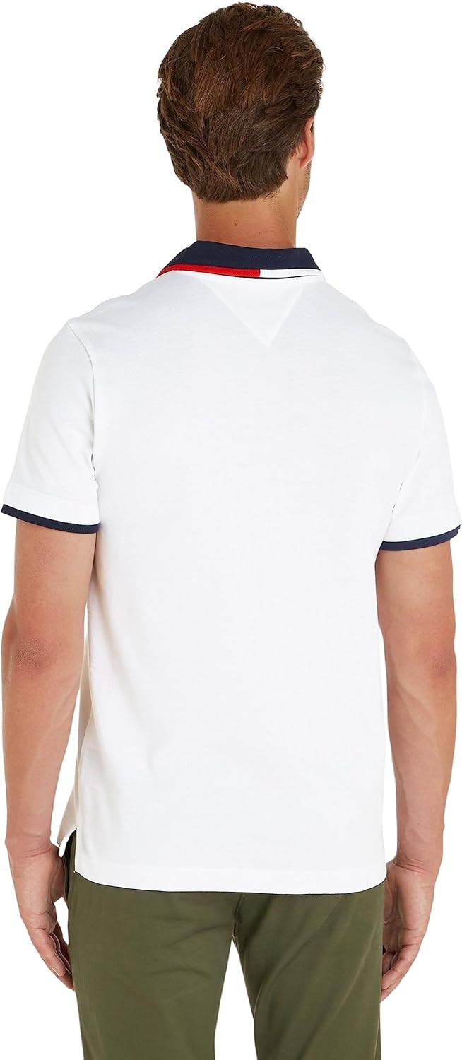 Tommy Jeans Herren TJM Reg Flag Neck Polo Kurzarm Poloshirts XL Weiss, XL Weiss