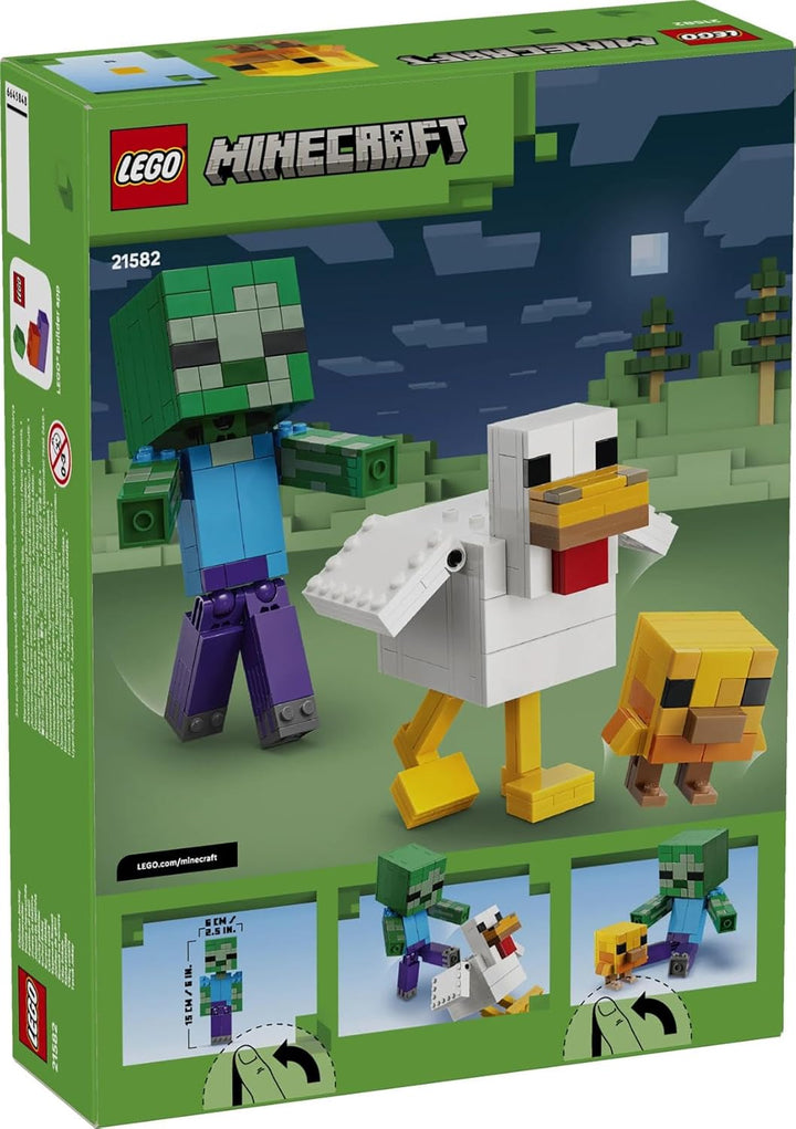 LEGO Minecraft Hühnerreiter - Bauspielzeug - Zimmerdeko zum Videospiel mit Zombiebaby, Huhn und Küke