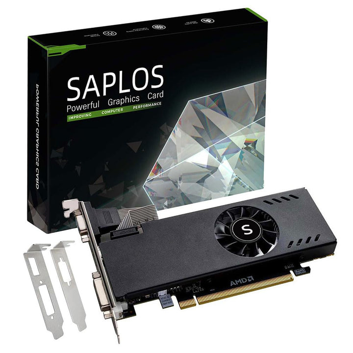 SAPLOS Radeon RX 550 Low Profile Grafikkarte, 4GB GDDR5 128-bit, VGA DVI-D HDMI, 4K Anzeige, PC Vide