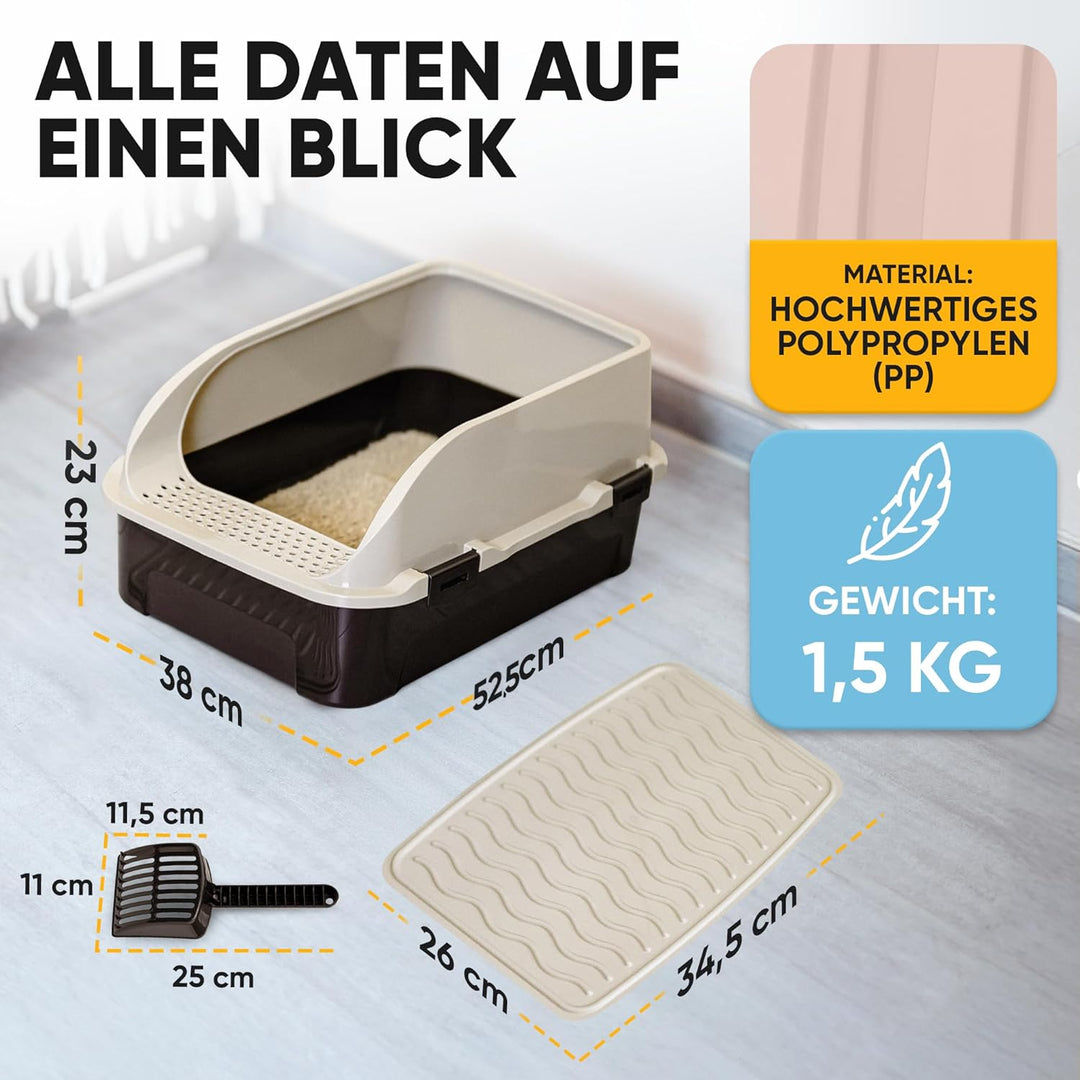 CROPLAS Katzenklo offen gross ohne Deckel,Katzenklo hoher Rand mit Streumatte &amp; Schaufel, grosse Kat