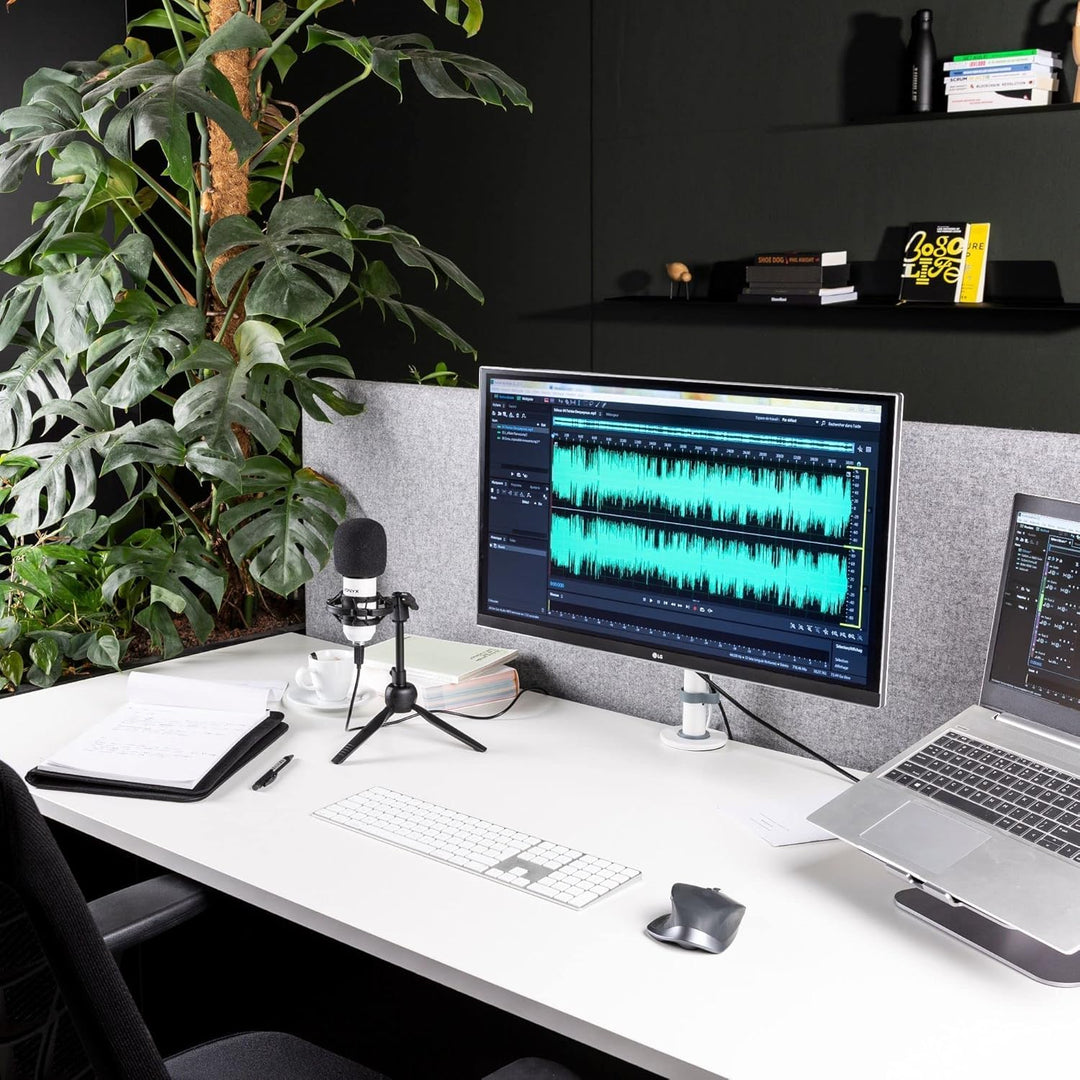 Vonyx CM300W Kondensatormikrofon, Studiomikrofon, USB Mikrofon, Microphone, mit klappbarem Ständer,