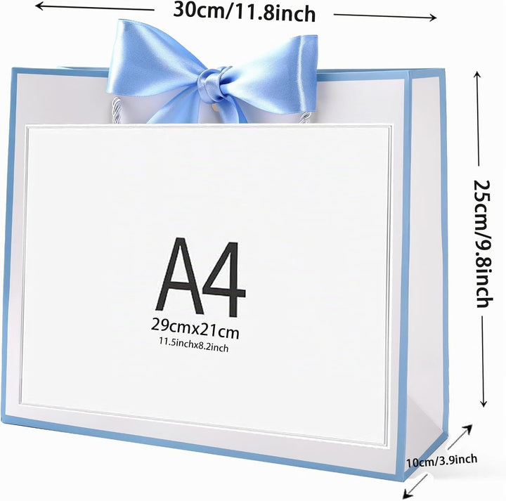 Yieseang Geschenktüten Weiss,Geschenktüte mit Schleife | Geschenktasche Gross für Geburtstag,Hochzei