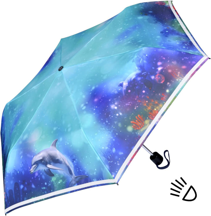 Knirps Kinder-Taschenschirm 4Kids reflective mit Reflexborte - Dolphin, Dolphin