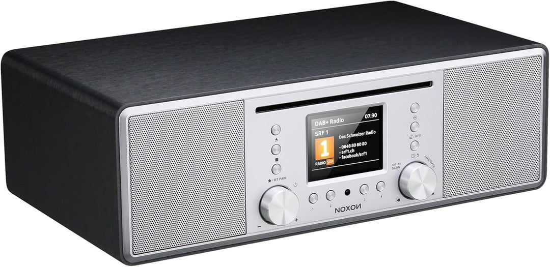 Noxon Furka Silber-Schwarz - DAB+, CD, UKW, Bluetooth, USB, AUX-IN, Stereo, Kopfhöreranschluss Silbe