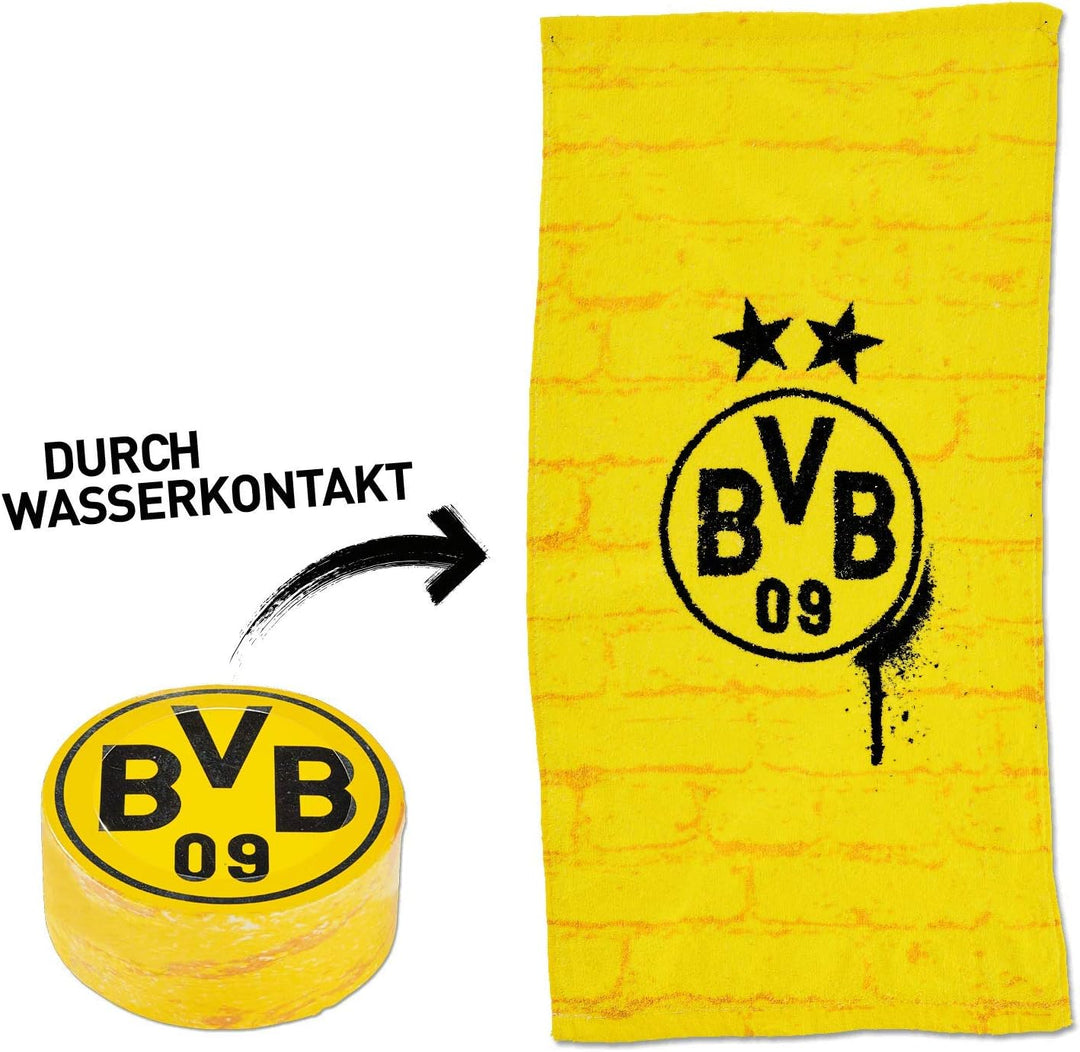 Borussia Dortmund BVB-Fahrradklingel Bundle mit BVB-Zauberhandtuch (60 x 30 cm), Bundle mit BVB-Zaub