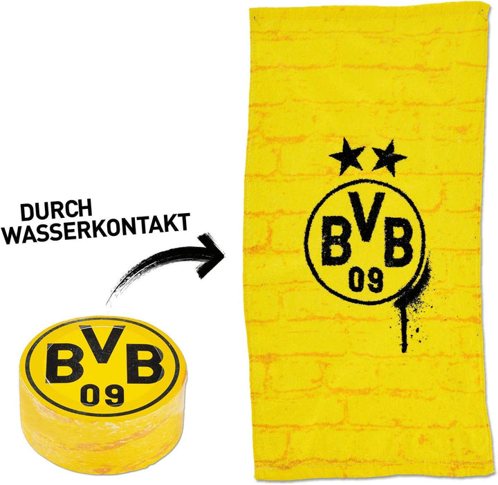 Borussia Dortmund BVB-Fahrradklingel Bundle mit BVB-Zauberhandtuch (60 x 30 cm), Bundle mit BVB-Zaub