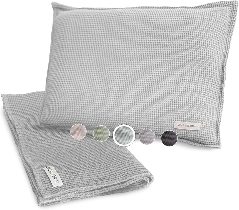 SAUNASOFA® Sauna-Set aus Bio-Baumwolle | Hitzebeständig & waschbar | Made in EU | 1 Sauna-Kissen 40x