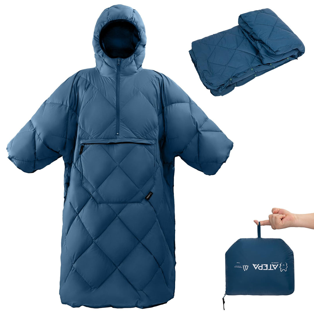 ATEPA Camping Decke Poncho, Ultraleicht Blau, Blau