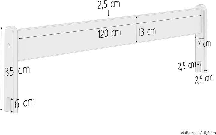 Erst-Holz Kindersicherung zum Aufstecken auf den Bettrahmen Massive Kiefer oder weiss V-60.Kisi-B25,