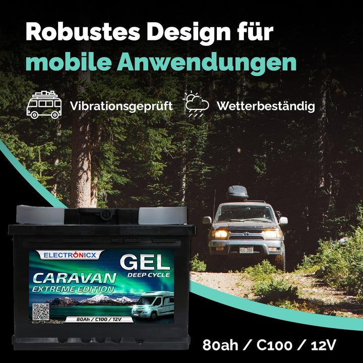 Gel Batterie 12v 80Ah Electronicx Caravan Extreme Edition Solarbatterie 12v Akku 12v Solar Batterien