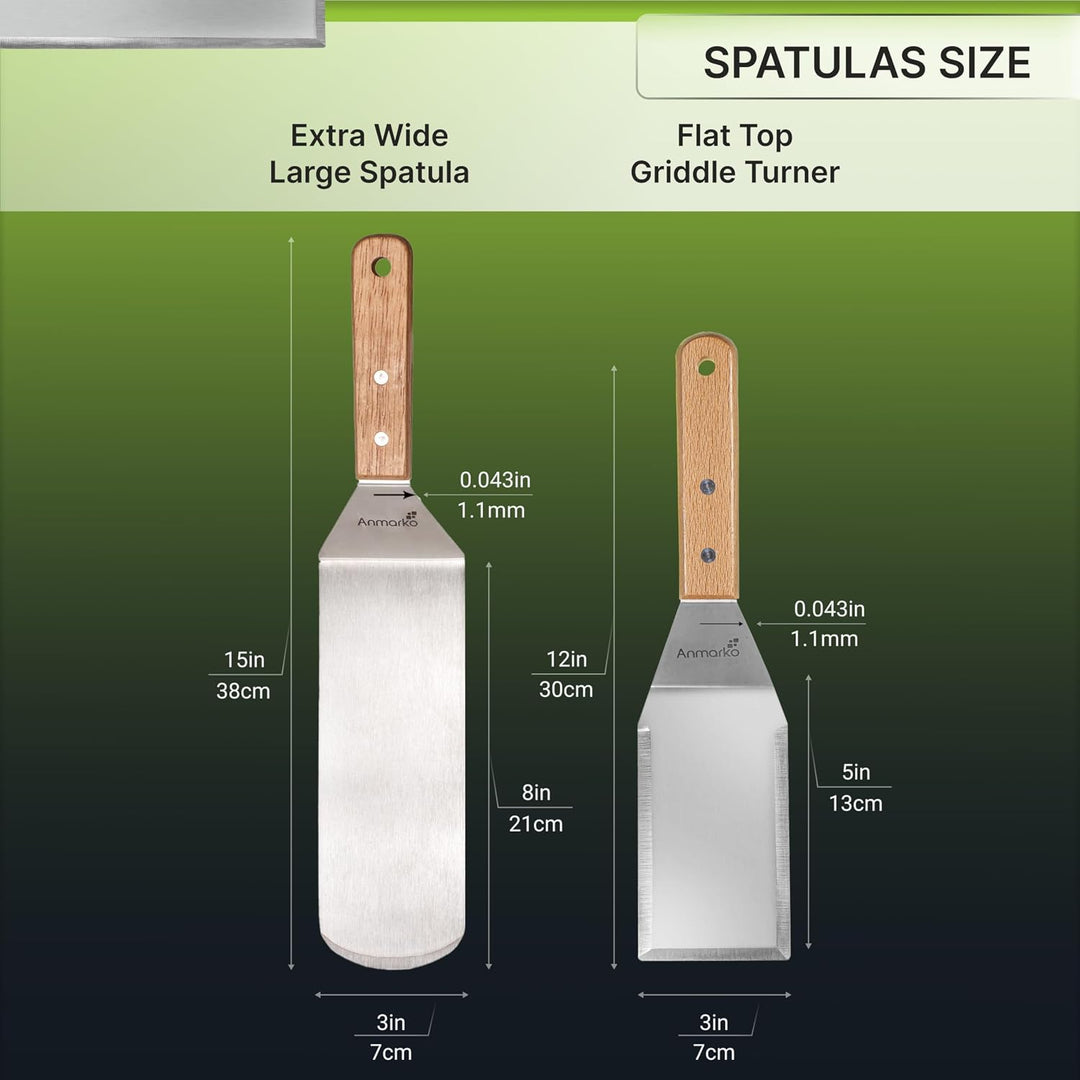 Professionelles Grillspachtel Set – Edelstahl Metallspachtel und Grillschaber – Schwerer Spachtel Gr