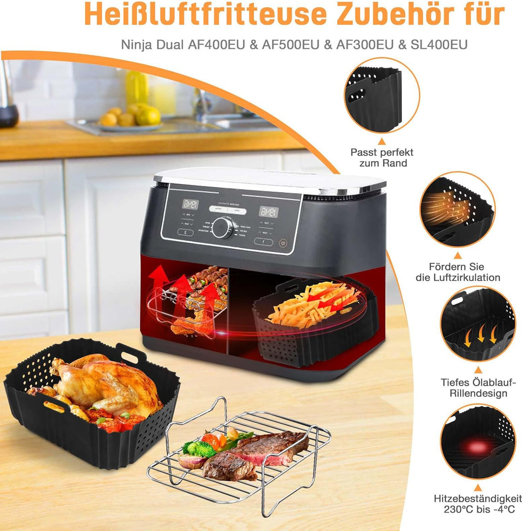 Ninja Heissluftfritteuse Zubehör - 21Pcs Airfryer Zubehör für Ninja SL400EU AF400EU AF300EU AF500EU