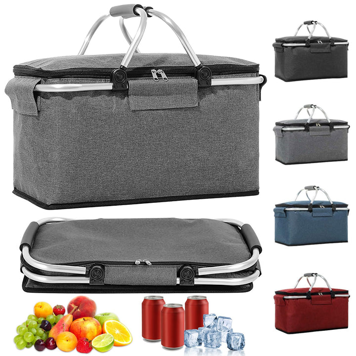 18L Einkaufskorb Faltbar, Einkaufskorb mit Kühlfunktion, mit Deckel, Korb Einkaufen, Kühlkorb Klappb