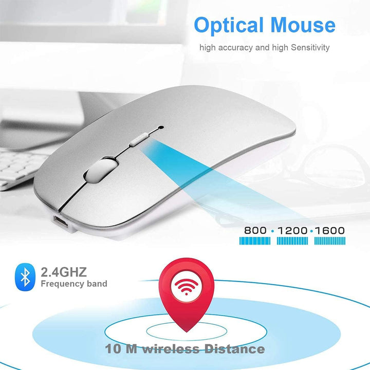 AE WISH ANEWISH Bluetooth Maus with USB-C-Adapter fur Mac/iPad/iPhone/PC/Computer, wiederaufladbar g