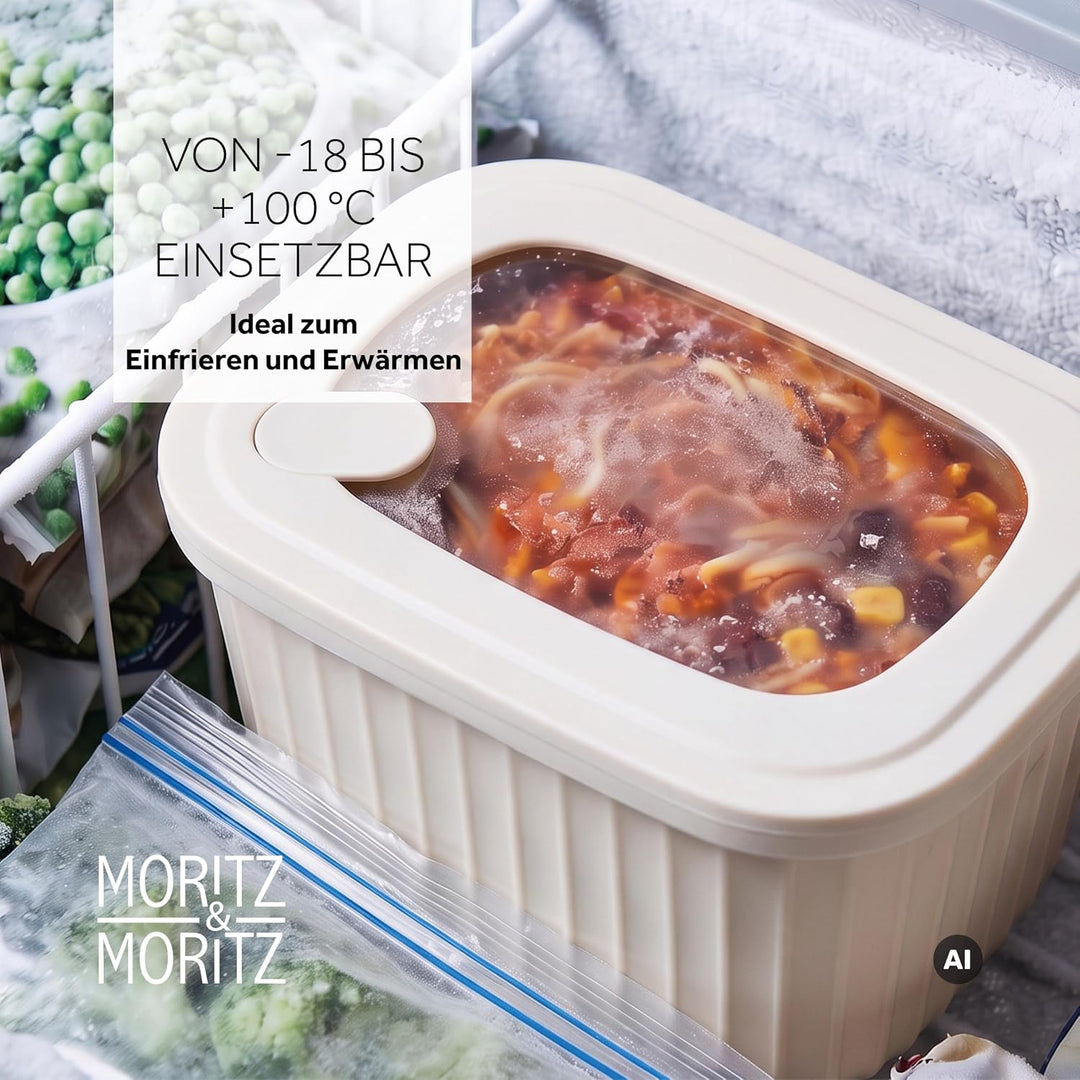 Moritz &amp; Moritz Vorratsdosen 4er Set luftdicht mit Deckel rechteckig creme
