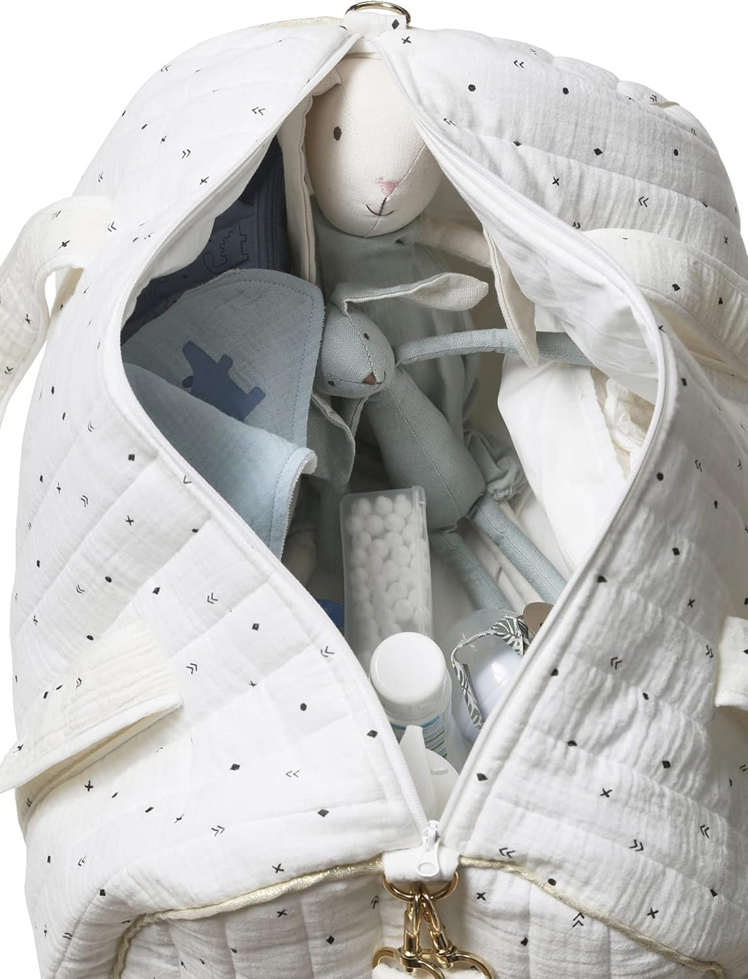 VERTBAUDET Baby Roll Wickeltasche aus Baumwollgaze, elfenbeinfarben, bedruckt mit TU