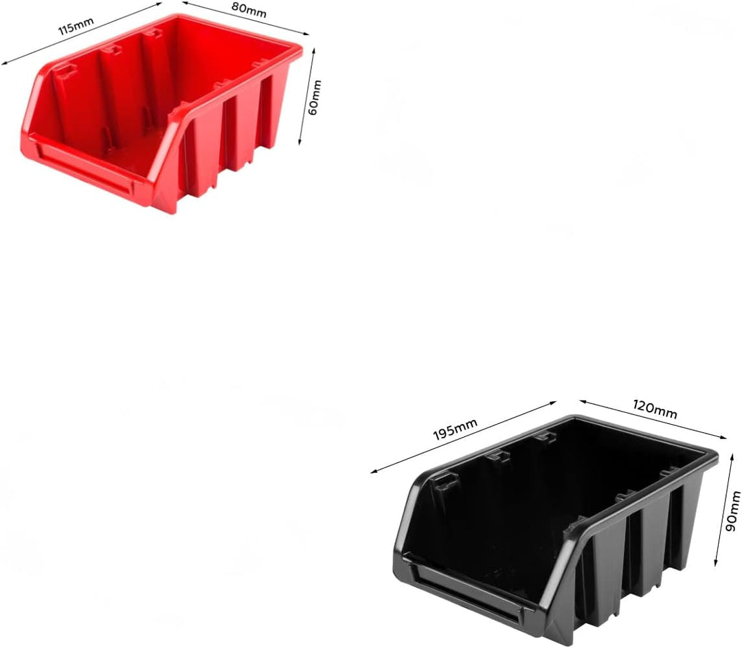 Lagersystem Werkstattregal | 172 x 78 cm | 50 stck. Box | Wandregal mit Werkzeughalterungen und Stap