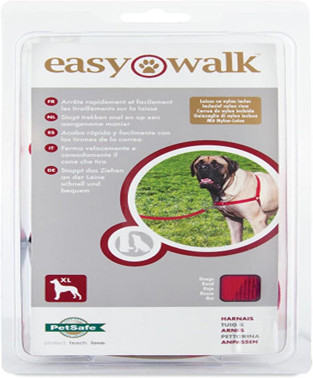 PetSafe Easy Walk-Geschirr, Anti-Zieh-Hundegeschirr, Verringert Würgen und Husten, Mit 1,8 M Leine,