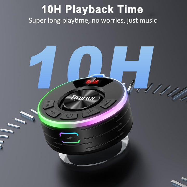 Wasserdichter Bluetooth Duschlautsprecher, 10H Bluetooth-Lautsprecher mit Saugnapf, Tragbare bluetoo