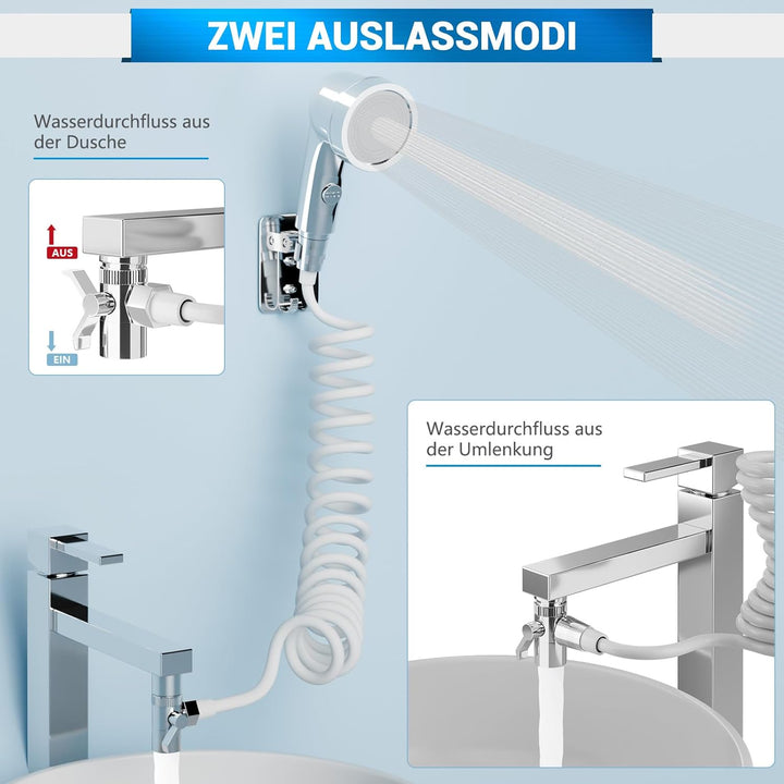 Handbrause für Waschbecken, Waschbeckenbrause mit 3M Schlauch, Handbrause Duschkopf Set Mit Halterun
