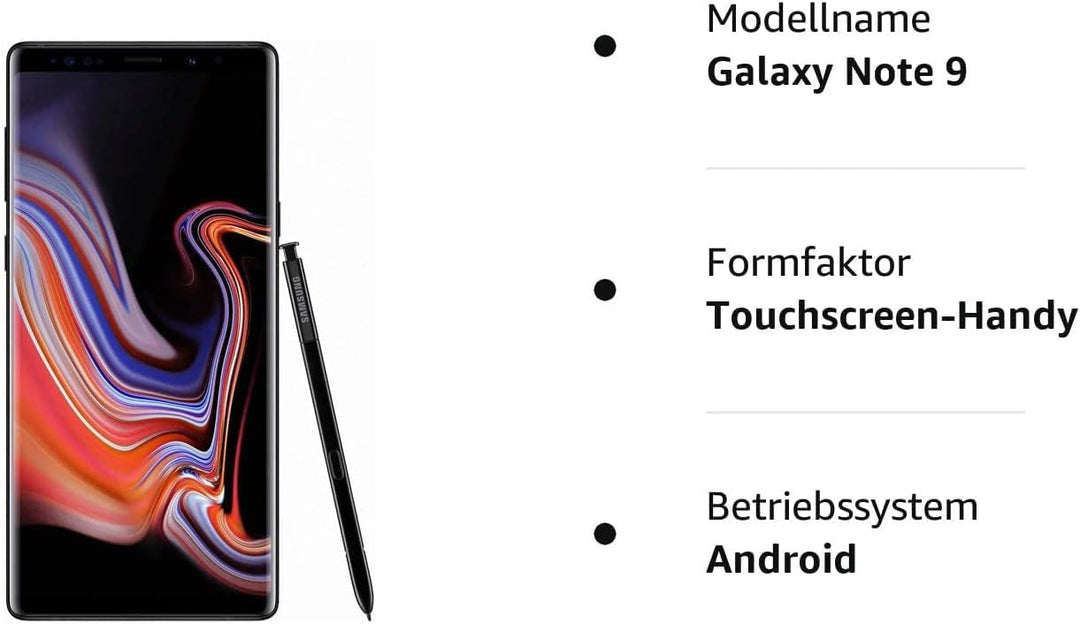 Samsung Galaxy Note 9 Dual SIM 128GB 6GB RAM SM-N960F/DS Midnight Schwarz SIM Free 128GB Midnight Bl