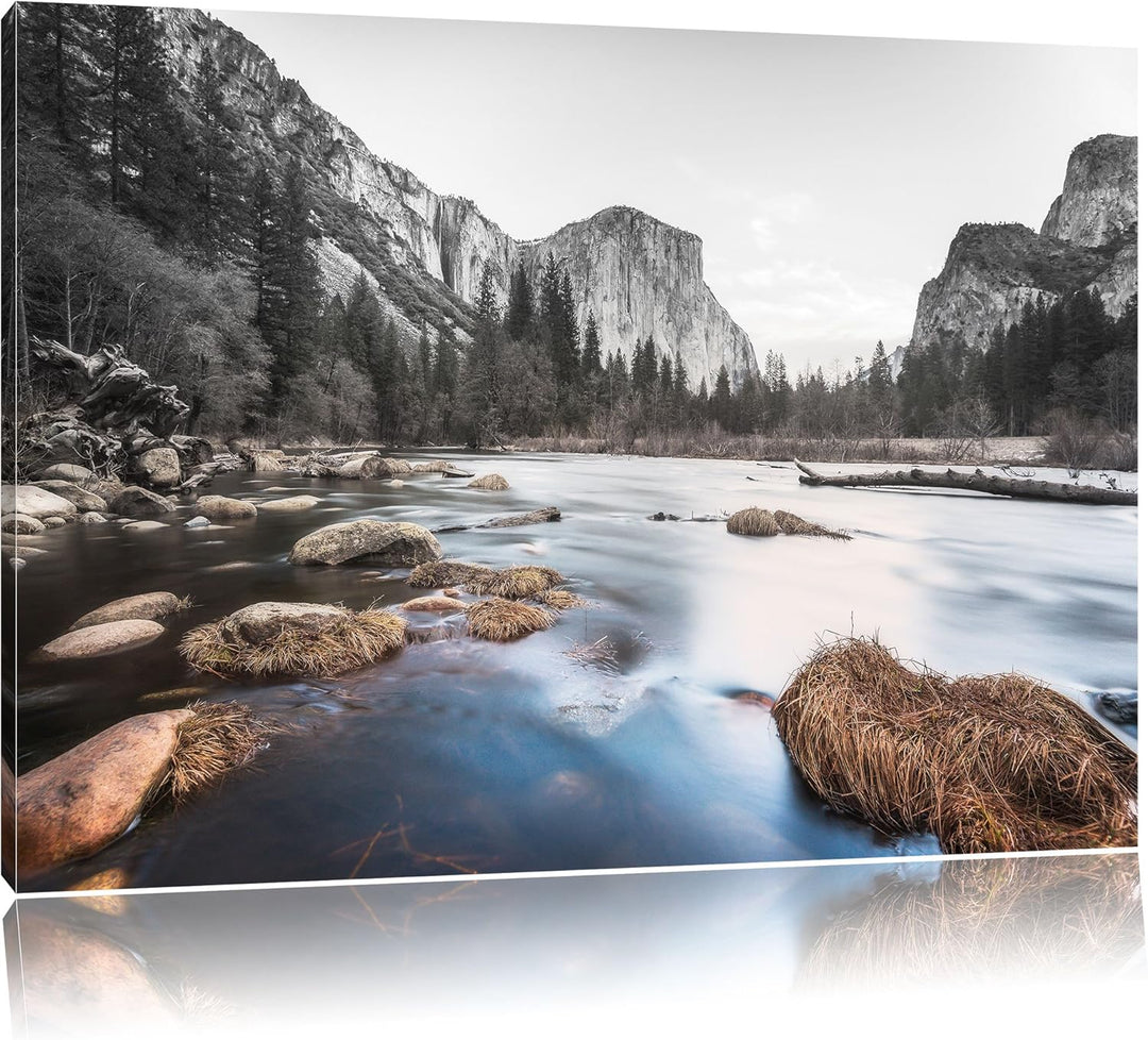 Pixxprint National Park California / 100x70cm Leinwandbild bespannt auf Holzrahmen/Wandbild Kunstdru