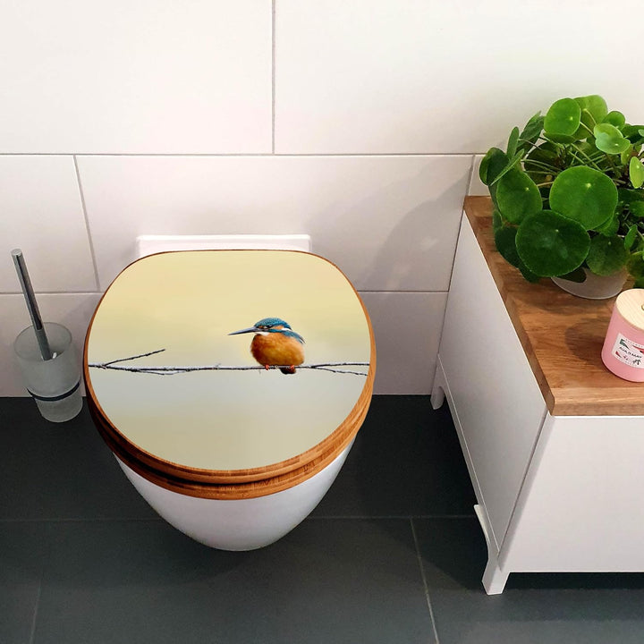 banjado® Design WC Sitz Bambus Absenkautomatik mit Motiv Pause/Toilettendeckel mit Absenkautomatik H