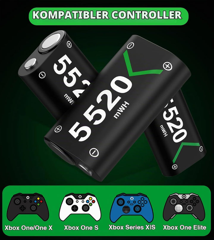 Wiederaufladbare Akku für Xbox Controller, 3x5520mWh Controller Akku für Xbox Series X/S/Xbox One/On